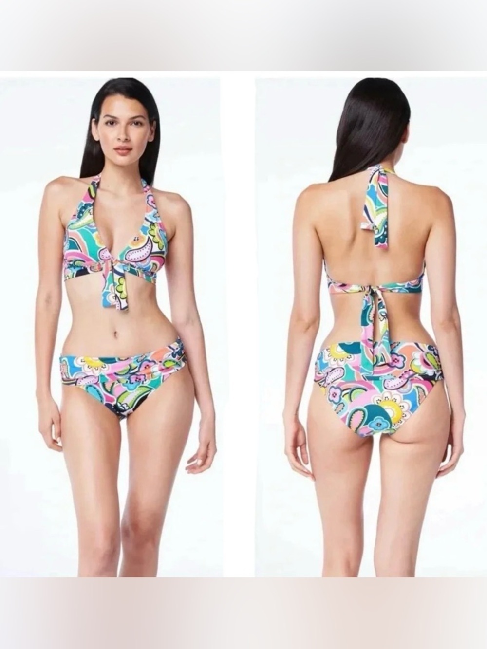 Bleu Rod Beattie Go For Bold Halter Tie Front Top and Bikini Bottom Size 14